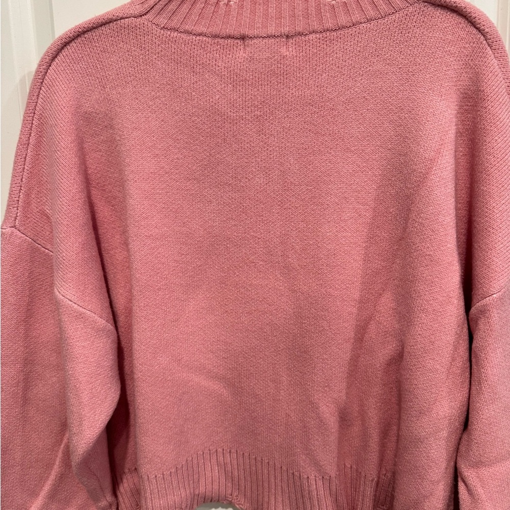POL Distressed Pink Sweater with Peace Sign - Size M - Picture 5 of 5